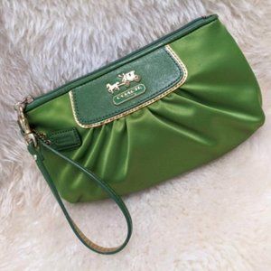 Green Satin Coach Wristlet